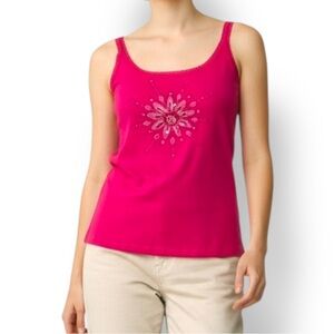 4/$20 Route One Pink Sequin Tank Top Lace Trim Sleeveless Embellished Cami Top